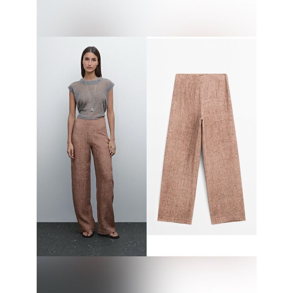 NWT Massimo Dutti fluid linen wide leg pant